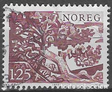 Sellos: NORUEGA 1977 - NATURALEZA, &Aacute;RBOLES - USADO
