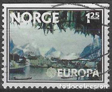 Sellos: NORUEGA 1977 - EMISI&Oacute;N EUROPA, PAISAJES, ESTACI&Oacute;N DE PESCA DE HAMMOYI LOFOTEN - USADO