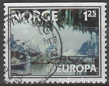 Sellos: NORUEGA 1977 - EMISI&Oacute;N EUROPA, PAISAJES, ESTACI&Oacute;N DE PESCA DE HAMMOYI LOFOTEN - USADO