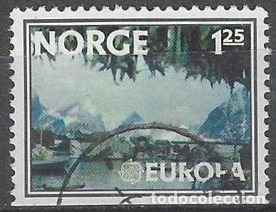 Sellos: NORUEGA 1977 - EMISI&Oacute;N EUROPA, PAISAJES, ESTACI&Oacute;N DE PESCA DE HAMMOYI LOFOTEN - USADO