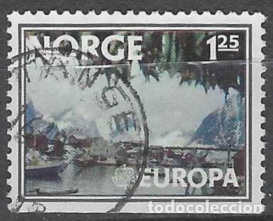 Sellos: NORUEGA 1977 - EMISI&Oacute;N EUROPA, PAISAJES, ESTACI&Oacute;N DE PESCA DE HAMMOYI LOFOTEN - USADO