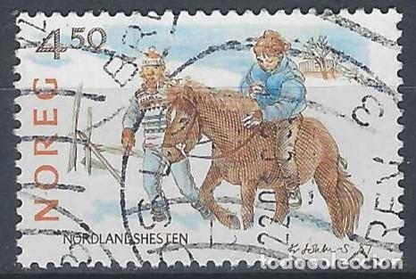 Sellos: NORUEGA 1987 - CABALLOS NORUEGOS DE RAZA, DE LAS TIERRAS DEL NORTE - USADO