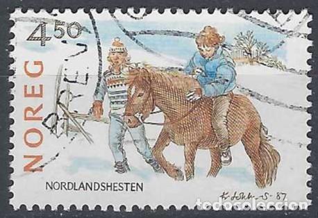 Sellos: NORUEGA 1987 - CABALLOS NORUEGOS DE RAZA, DE LAS TIERRAS DEL NORTE - USADO