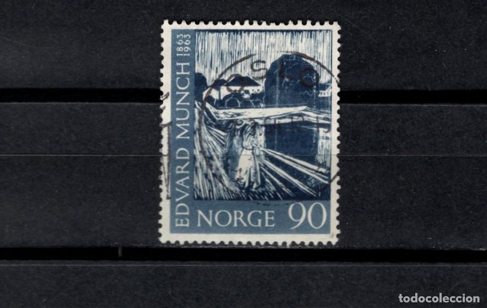 Sellos: Sello usado. Centenario nacimiento Edvard Munch. Sello de 90 ores. 1963. Yvert 468.