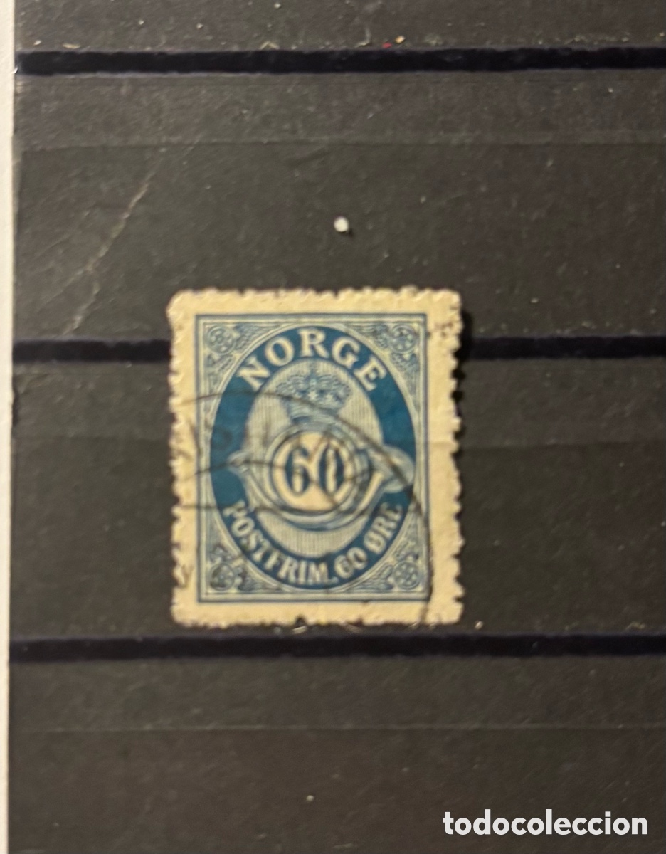 Selos: Sello Noruega 60 Ore Postfrim Azul Facit64 usado 1893-1908