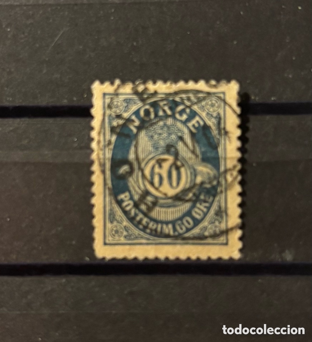 Selos: Sello Noruega 60 Ore Postfrim Azul Facit64 usado 1893-1908