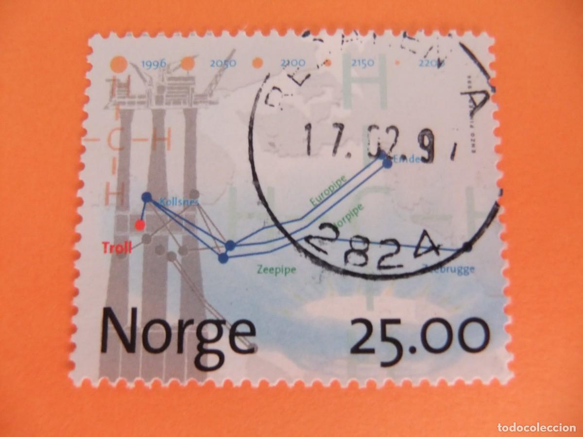 Timbres: 59 NORUEGA NORGE 1996 / MAPA de GASEODUCTOS / YVERT 1169 FU