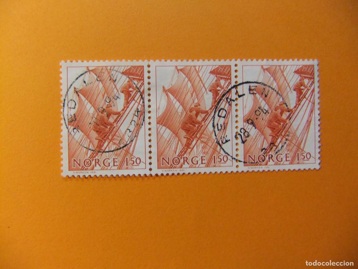 Francobolli: 59 NORUEGA NORGE 1981 / GRANDES VELEROS / YVERT 795 FU X 3