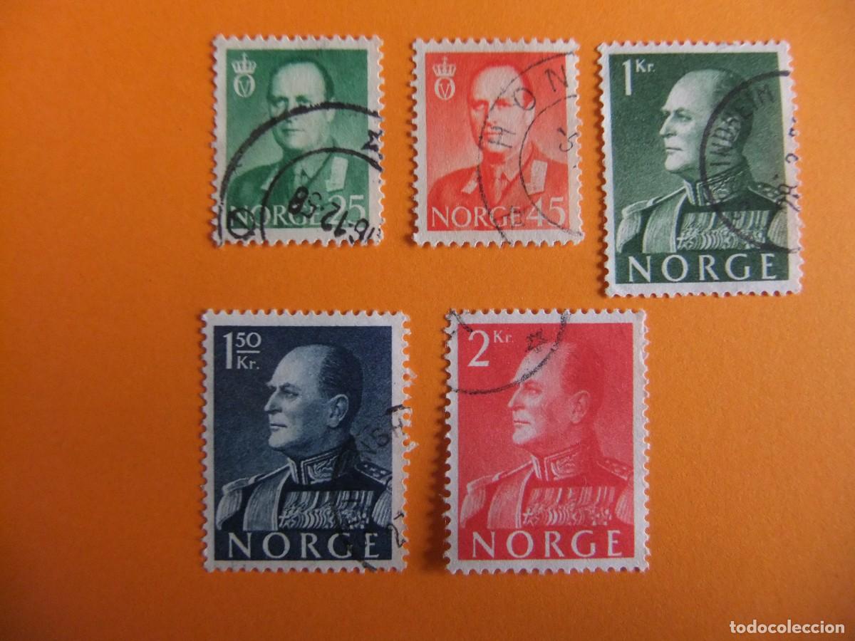 Selos: 59 NORUEGA NORGE 1958 / REY OLAF V / YVERT 381+383+386+387+388 FU