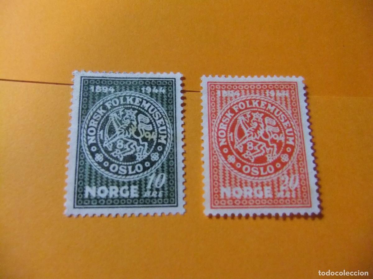 Sellos: L 47 NORUEGA NORGE 1945 / CINCUENTENARIO del MUSEO NACIONAL / YVERT 277 / 278 MH