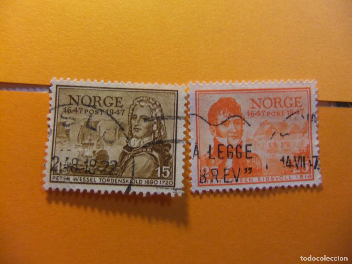 Sellos: L 47 NORUEGA NORGE 1947 / ALMIRANTE TORDENSKJOLD - CHRISTIAN MAGNUS / YVERT 295 / 296 FU