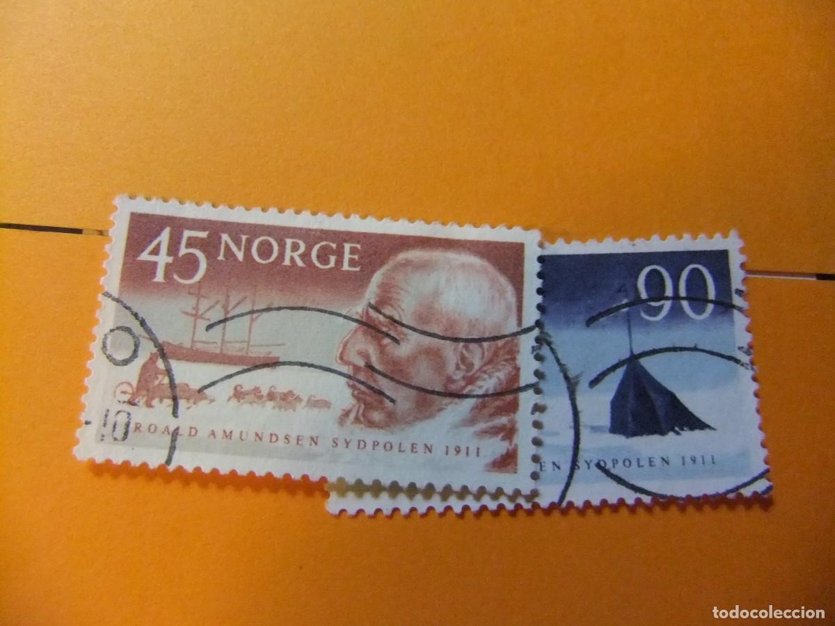 Sellos: L 47 NORUEGA NORGE 1961 / ROALD AMUNDSEN (exploracion al polo sur) / YVERT 419 / 420 FU