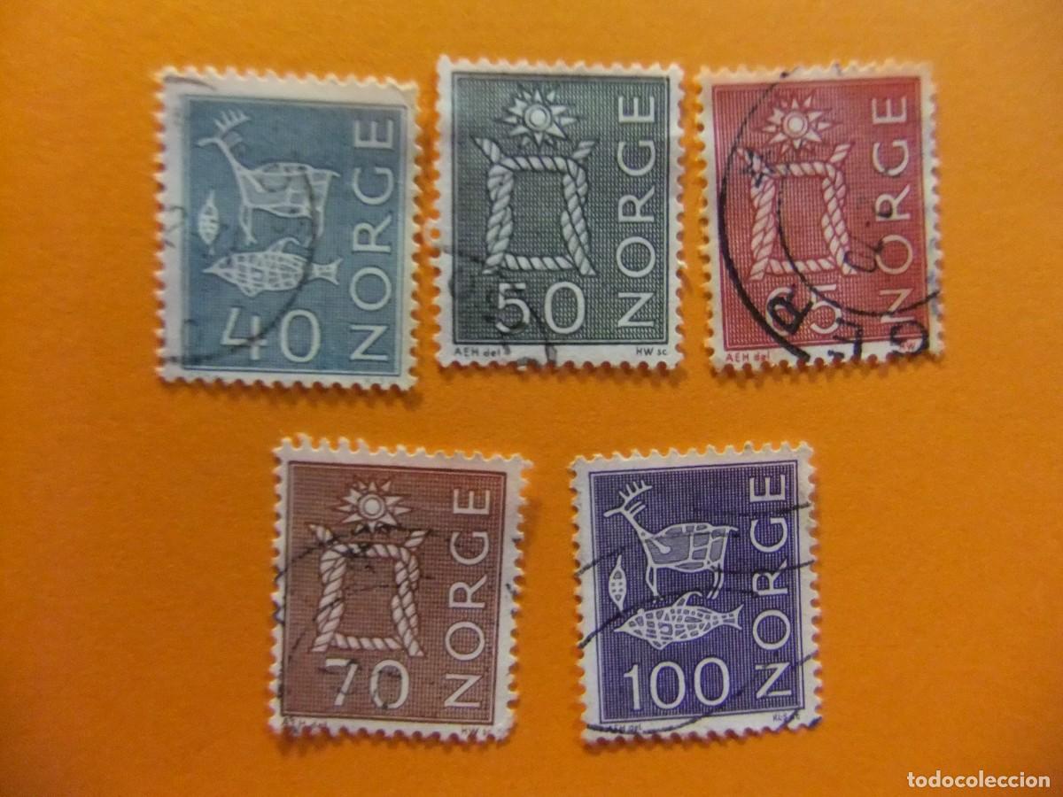 Sellos: L 47 NORUEGA NORGE 1968 - 1970 / SERIE CORRIENTE / YVERT 520 - 524B FU incom.