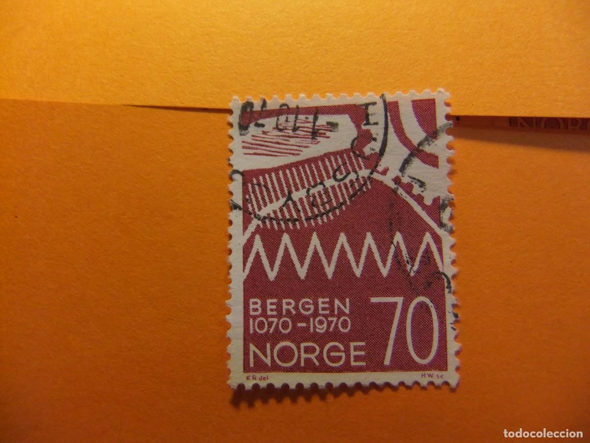 Sellos: L 47 NORUEGA NORGE 1970 / 900 ANIVER. de la CIUDAD de BERGEN / YVERT 565 FU