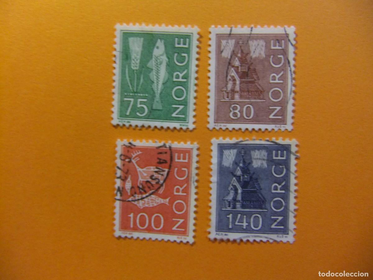 Sellos: L 47 NORUEGA NORGE 1972 - 1973 / SERIE CORRIENTE / YVERT 589 + 590 + 591 + 593 FU