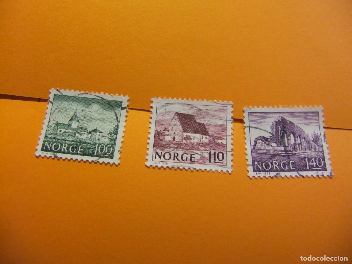 Sellos: L 47 NORUEGA NORGE 1978 / MONUMENTOS / YVERT 722 / 724 FU