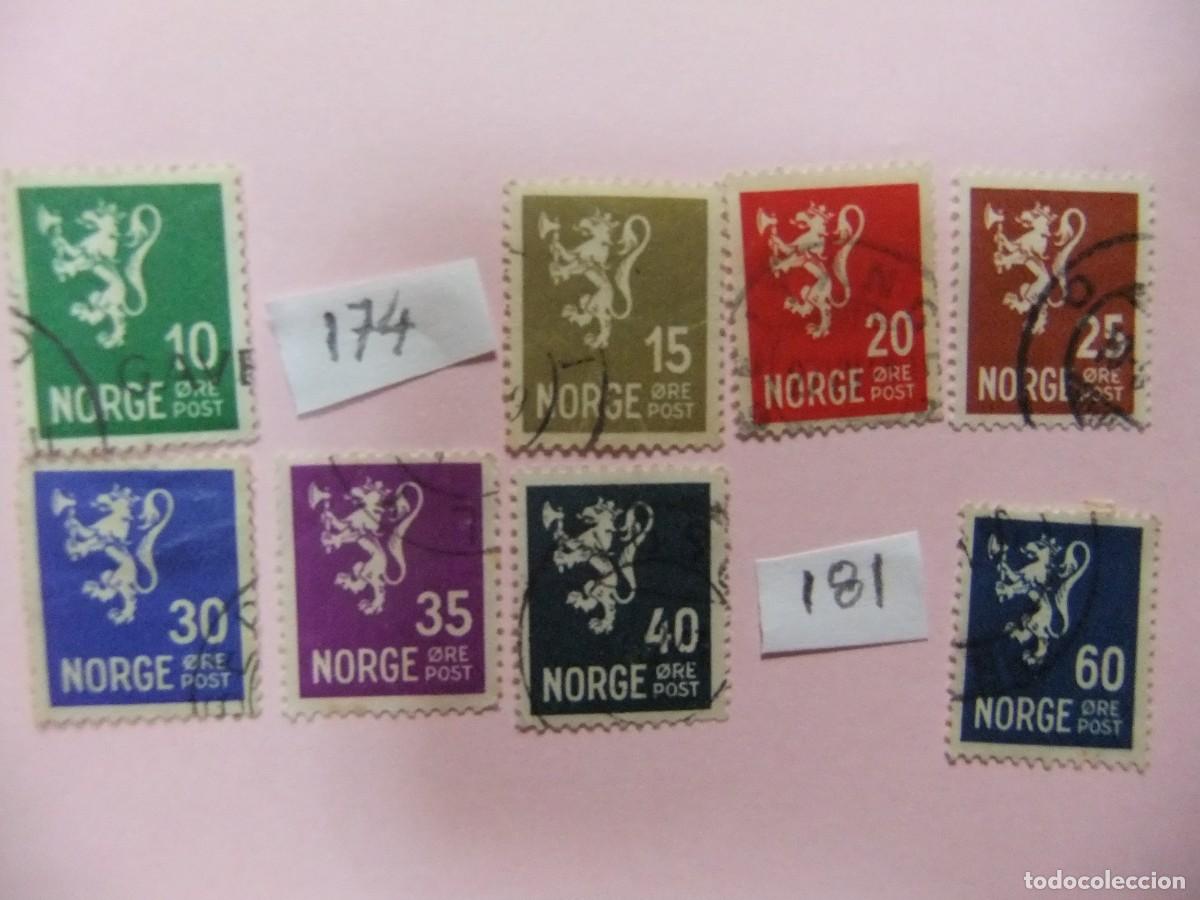 Sellos: L 48 NORUEGA NORGE 1937 / SERIE CORRIENTE / YVERT 173 / 182 FU falta 174+181