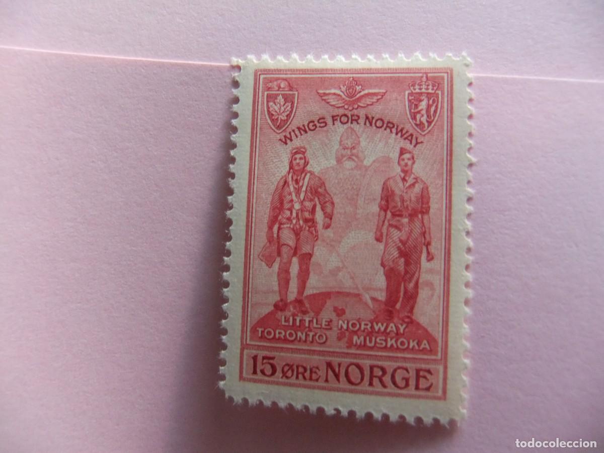 Sellos: L 48 NORUEGA NORGE 1946 / SELLO en HONOR a los AVIADORES NORUEGOS / YVERT 284 MH
