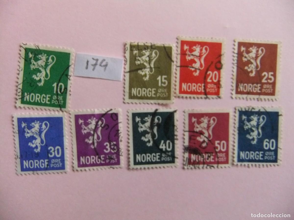 Sellos: L 48 NORUEGA NORGE 1937 / SERIE CORRIENTE / YVERT 173 / 182 FU falta 174