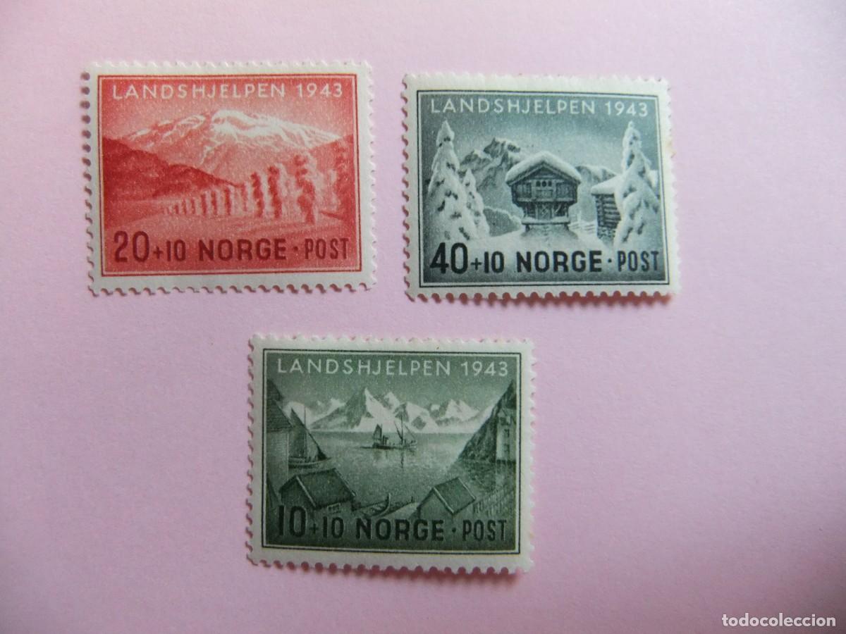 Sellos: L 48 NORUEGA NORGE 1943 / SALVAMENTO en INVIERNO / YVERT 254 / 256 MH