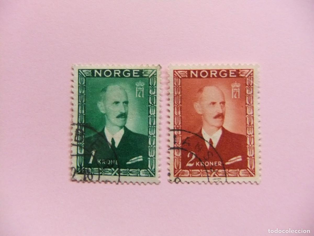 Sellos: L 48 NORUEGA NORGE 1946 / REY HAAKON VII / YVERT 285 + 287 FU
