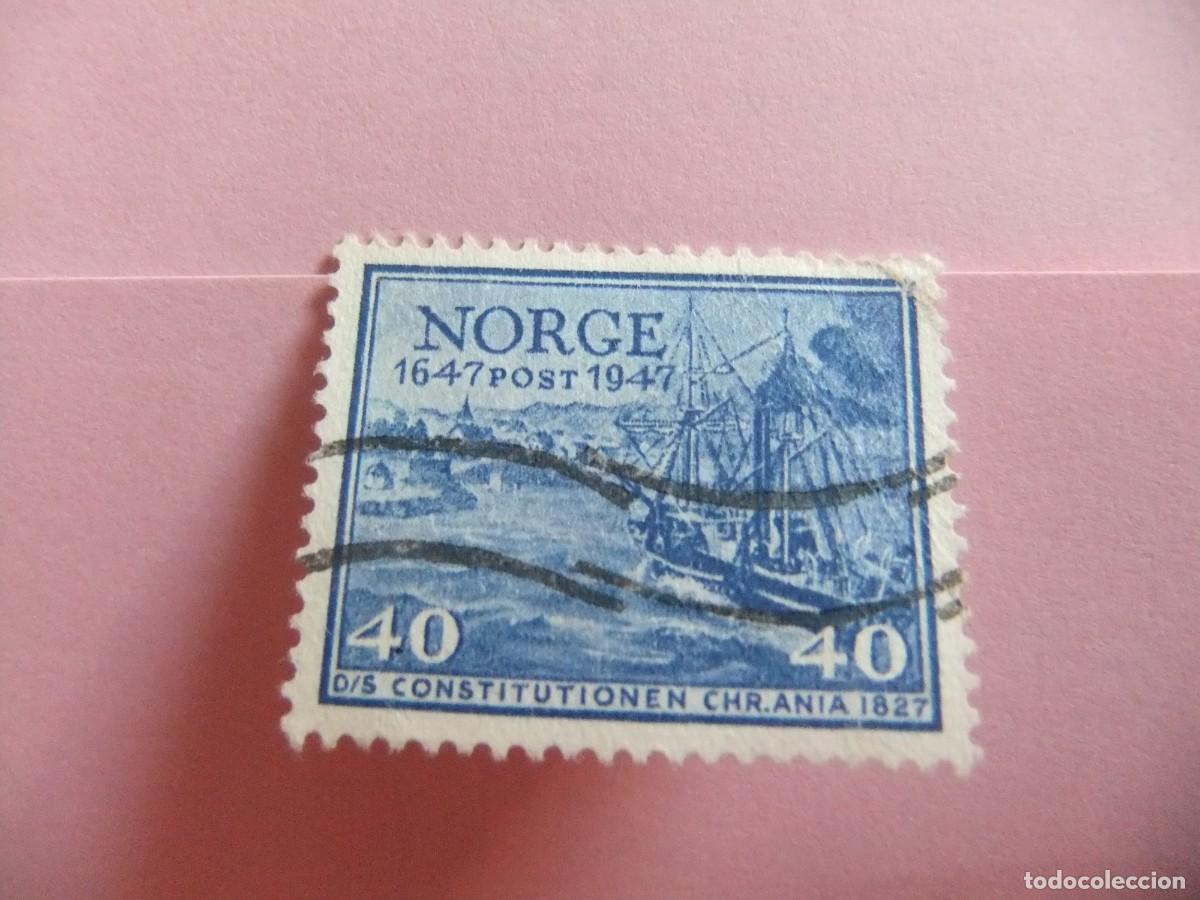 Sellos: L 47 NORUEGA NORGE 1947 / BARCO POSTAL / YVERT 298 FU