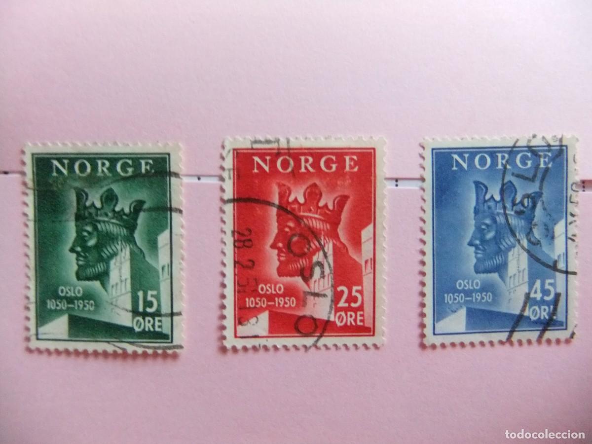 Sellos: L 47 NORUEGA NORGE 1950 / REY HAROLD III / YVERT 317 / 319 FU