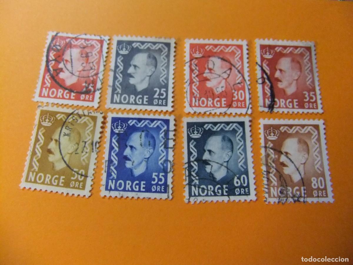 Sellos: L 47 NORUEGA NORGE 1950 1952 / REY HAAKON VII / YVERT 325 / 331 FU falta 326+328+330