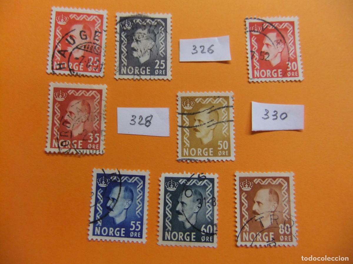 Sellos: L 47 NORUEGA NORGE 1950 1952 / REY HAAKON VII / YVERT 325 / 331 FU falta 326+328+330