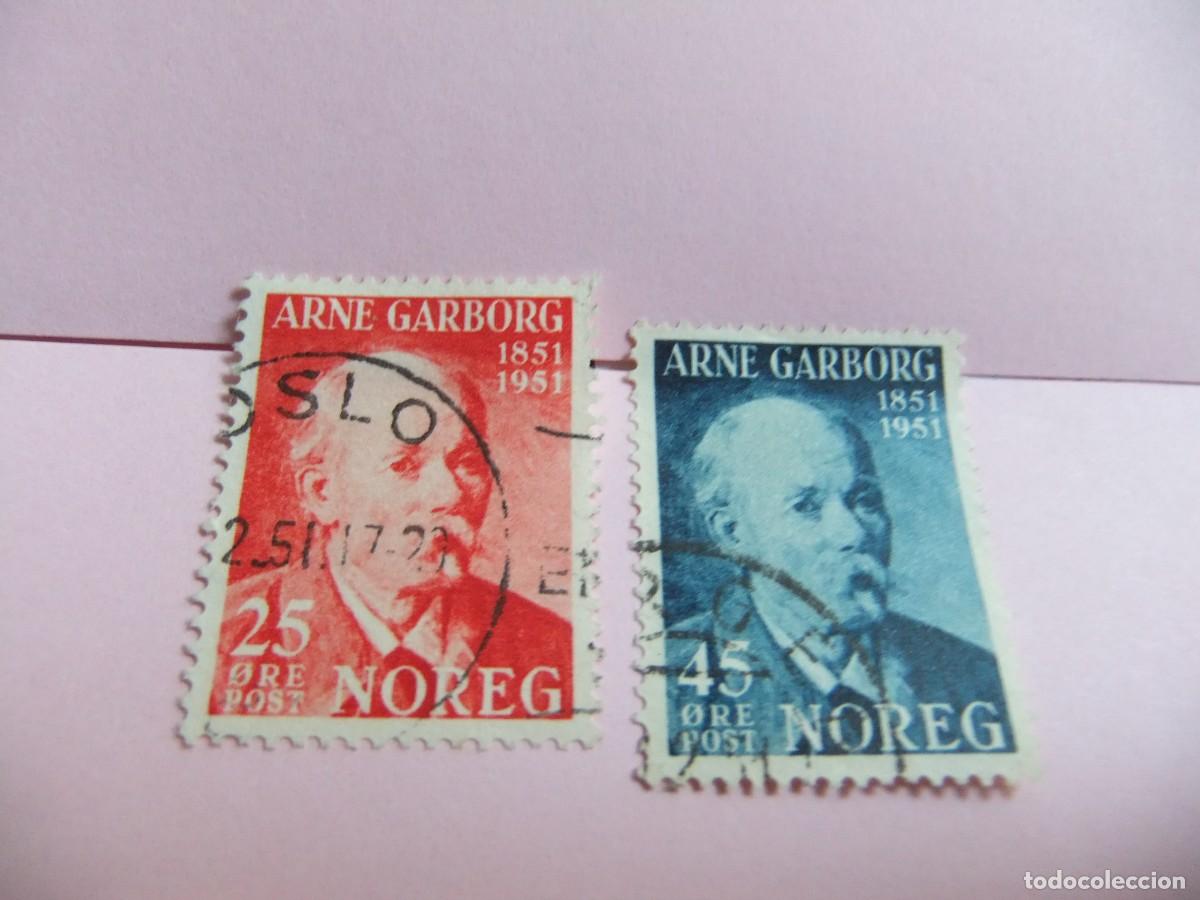 Sellos: L 47 NORUEGA NORGE 1951 / ARNE GARBORG 1851 - 1924 poeta / YVERT 332 + 333 FU