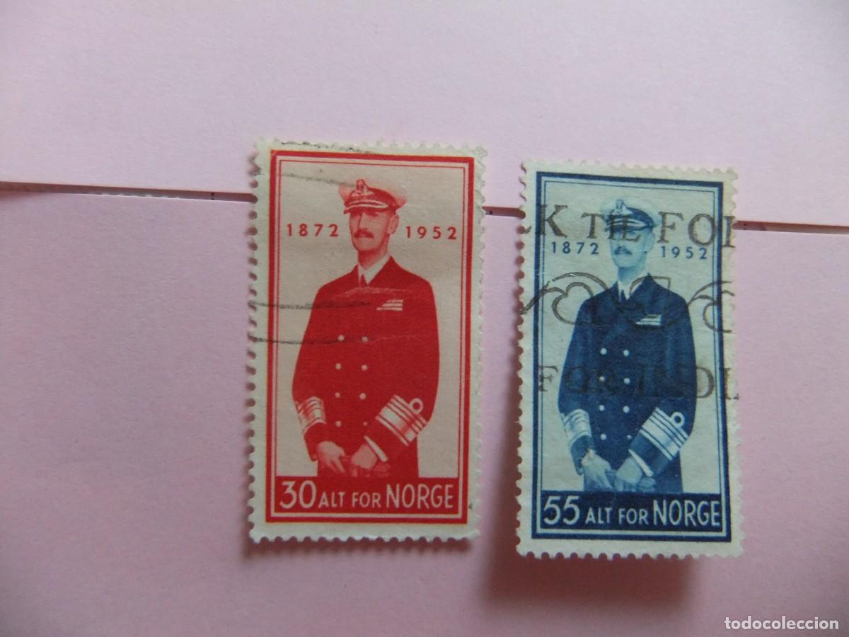 Sellos: L 47 NORUEGA NORGE 1952 / 80 ANIVERSARIO del REY HAAKON / YVERT 342 + 343 FU