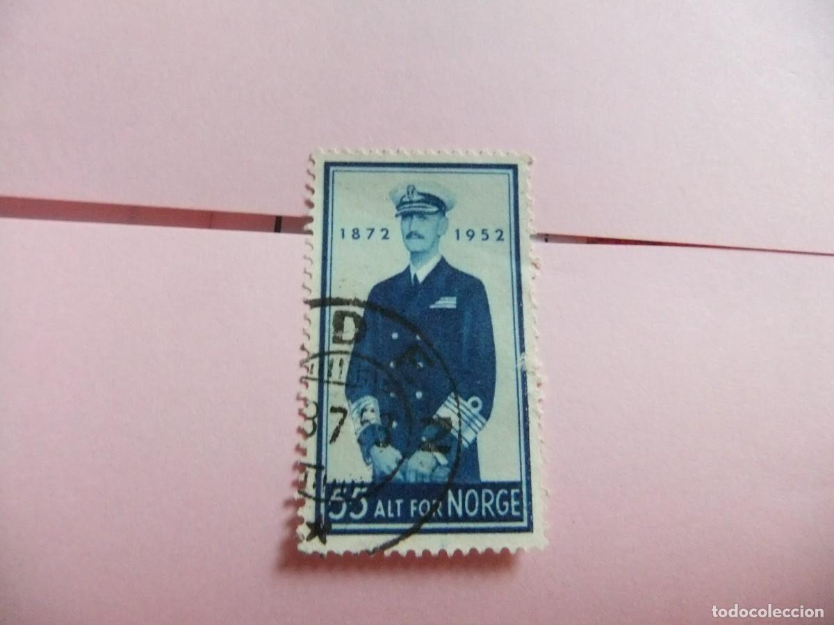 Sellos: L 47 NORUEGA NORGE 1952 / 80 ANIVERSARIO del REY HAAKON / YVERT 343 FU
