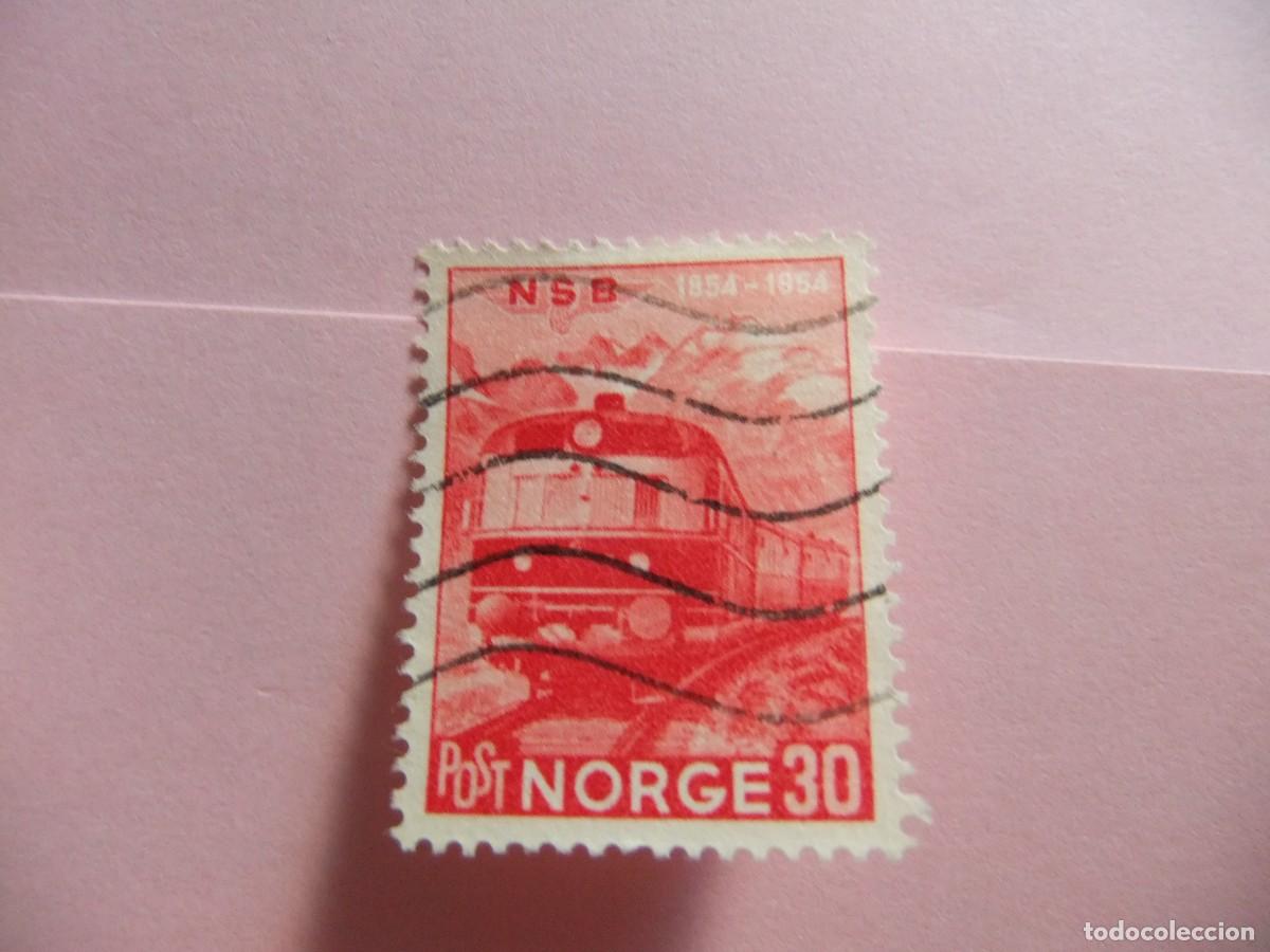 Sellos: L 48 NORUEGA NORGE 1953 / CENTENARIO de los FERROCARILES en NORUEGA / YVERT 350 FU