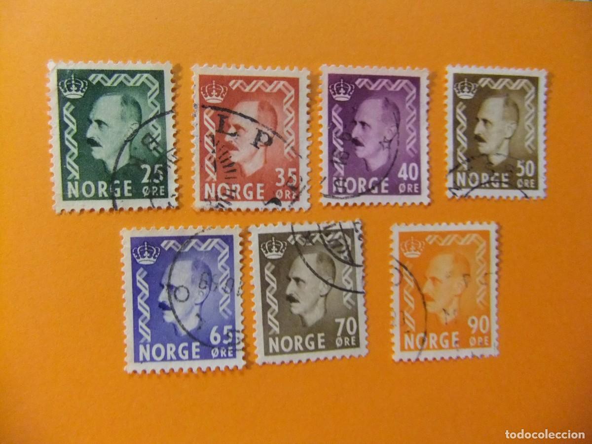 Sellos: L 48 NORUEGA NORGE 1958 1960 / REY OLAF V / YVERT 361 / 366 FU falta 365A