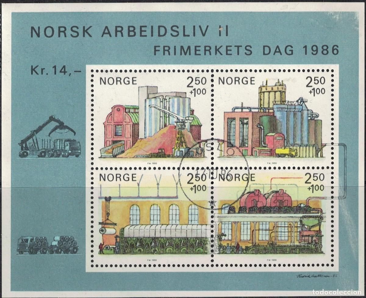 Sellos: Noruega 1986 Bloc Feuillet industries du papier et de la transformation du bois Y&T NO BF6 SU