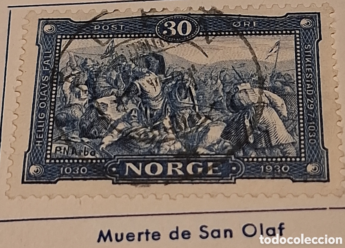 Sellos: 3 sellos de Niruega de 1930 IX centenario muerte de San Olaf
