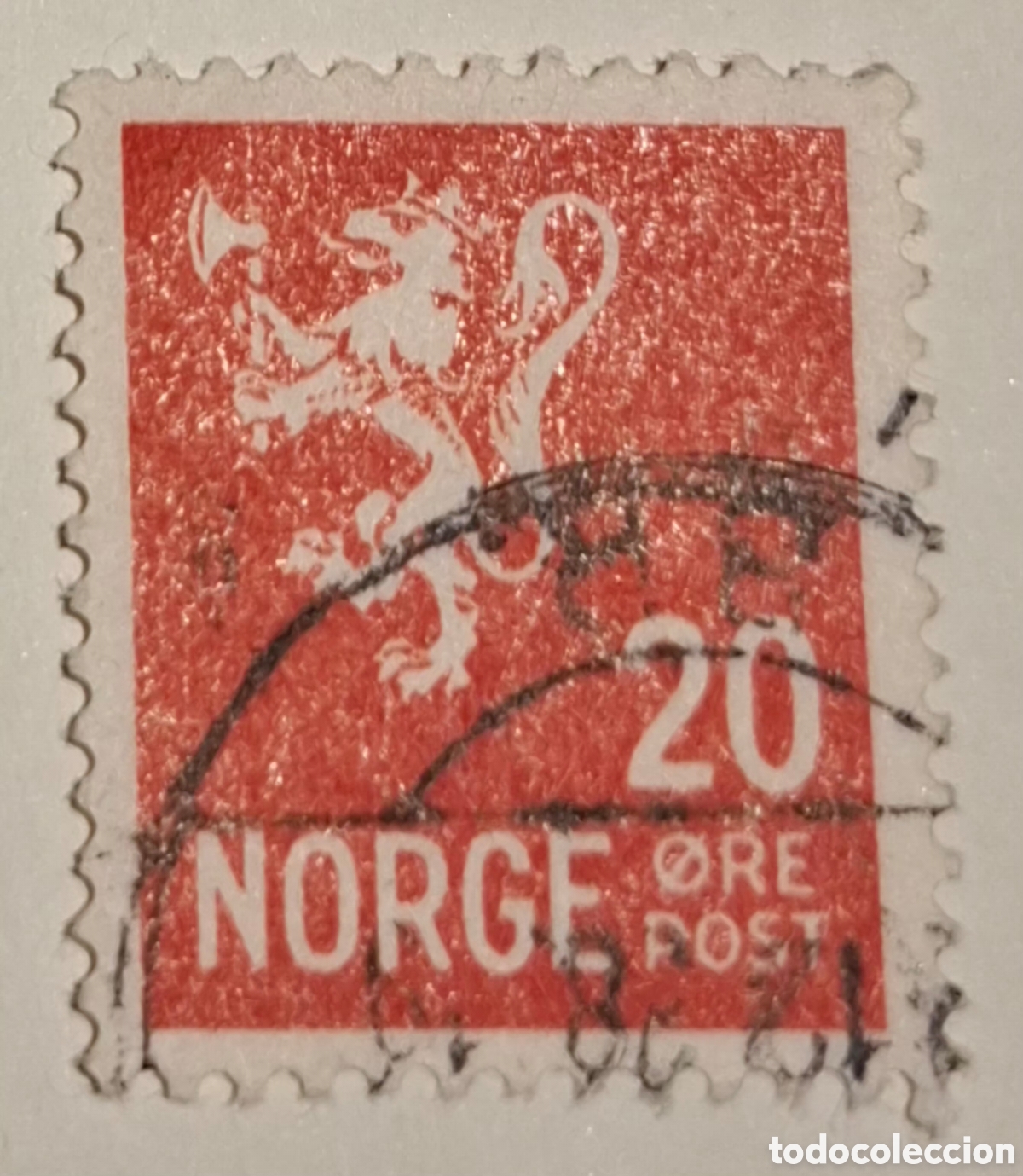 Sellos: Sello de Noruega 1927-1940 le&oacute;n rampante usado con fijasello