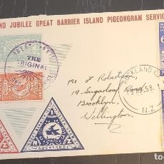 Sellos: SP) 1958 NEW ZEALAND, DIAMOND JUBILEE GREAT BARRIER ISLAND PIGEONGRAM SERVICE, FIRST TASMAN FLIGHT,. Lote 314666263