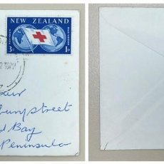 Sellos: O) 1959 NEW ZEALAND, OFFICIAL, RED CROSS, FLAG, BATTLEFIELD OF SOLFERINO, CIRCULATED COVER