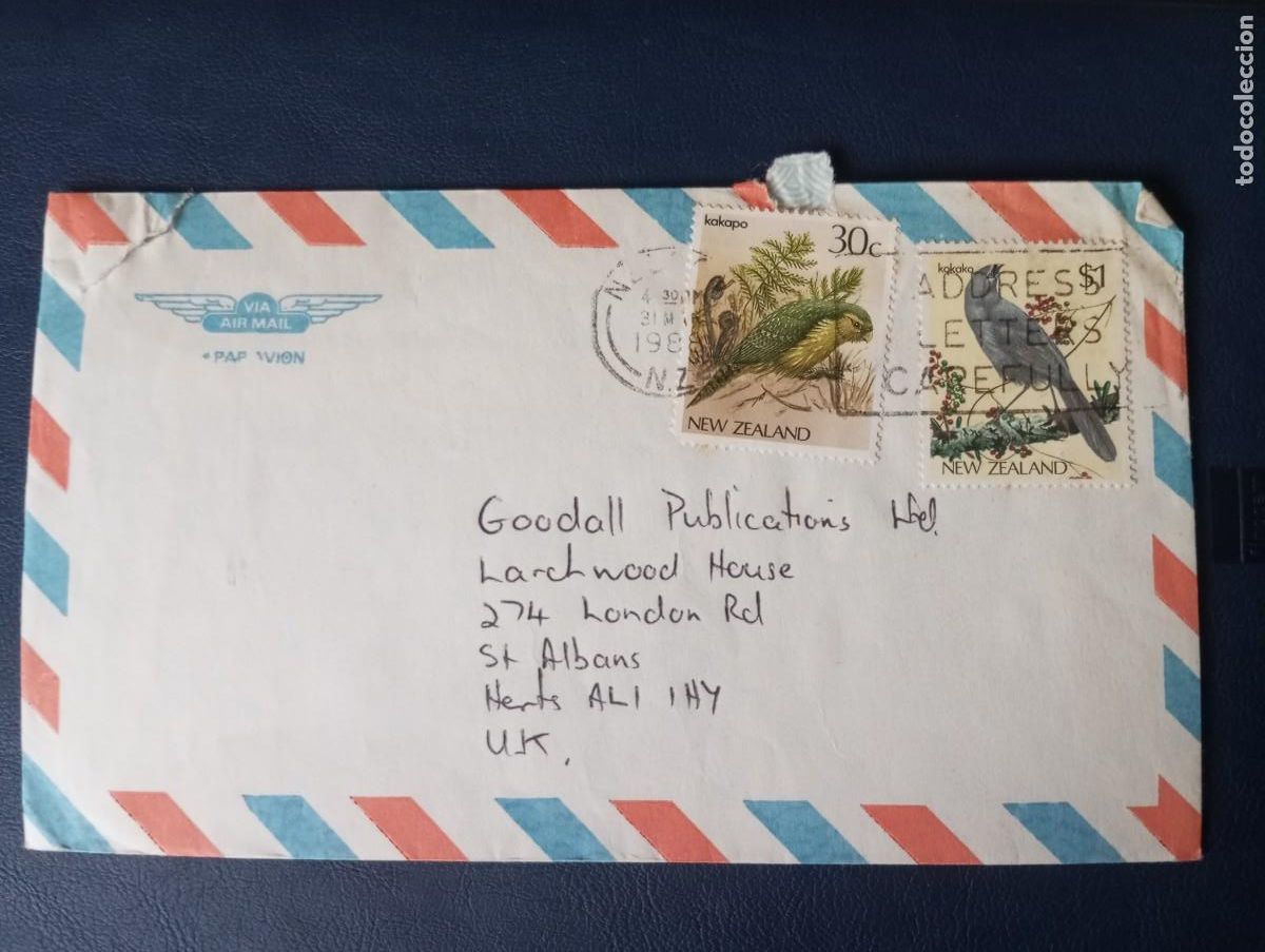 Sellos: NUEVA ZELANDA, CORREO AEREO DESTINADO A INGLATERRA. SELLOS DE AVES