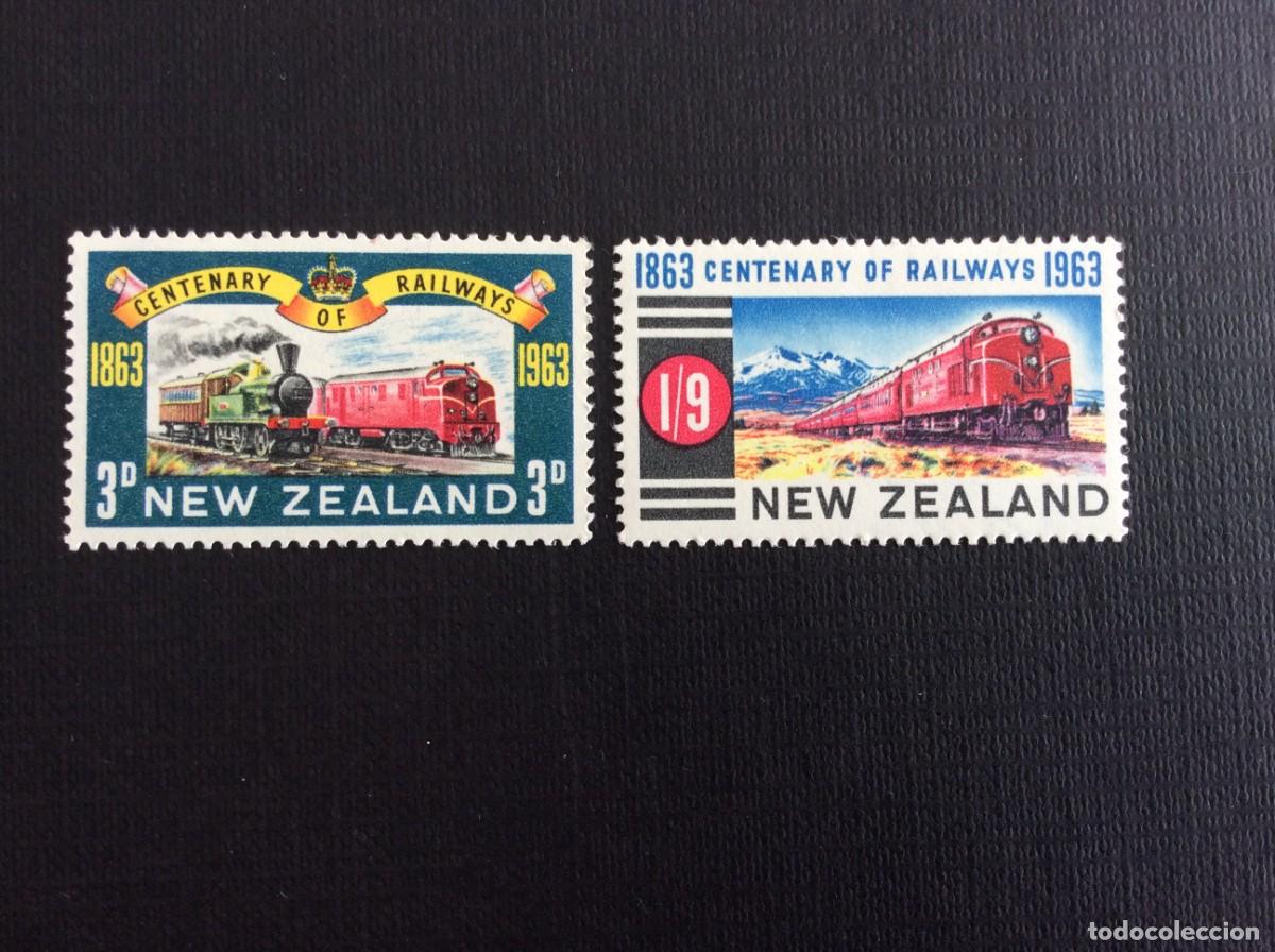 Sellos: NUEVA ZELANDA N&ordm; YVERT 417/8**. A&Ntilde;O 1963. CENTENARIO DEL FERROCARRIL SERIE CON CHARNELA
