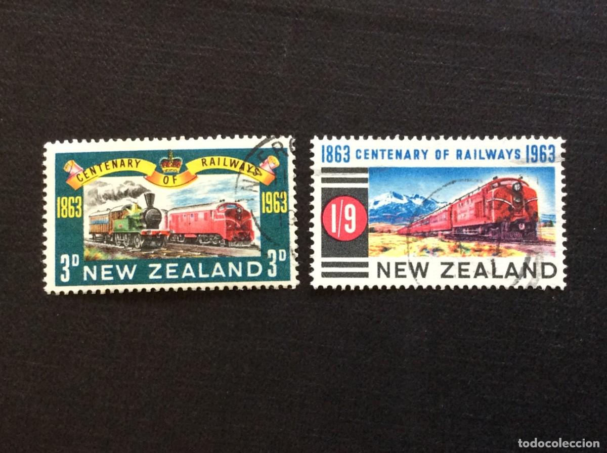 Sellos: NUEVA ZELANDA N&ordm; YVERT 417/8*. A&Ntilde;O 1963. CENTENARIO DEL FERROCARRIL SERIE USADA