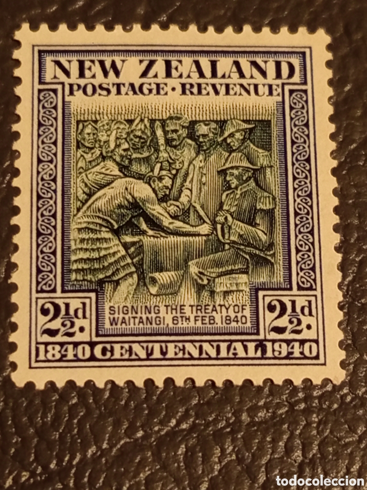 Sellos: New Zealand 1940 Centennial Treaty of Waitangi 2&frac12;d Stamp MH - Scott 233 / SG 617