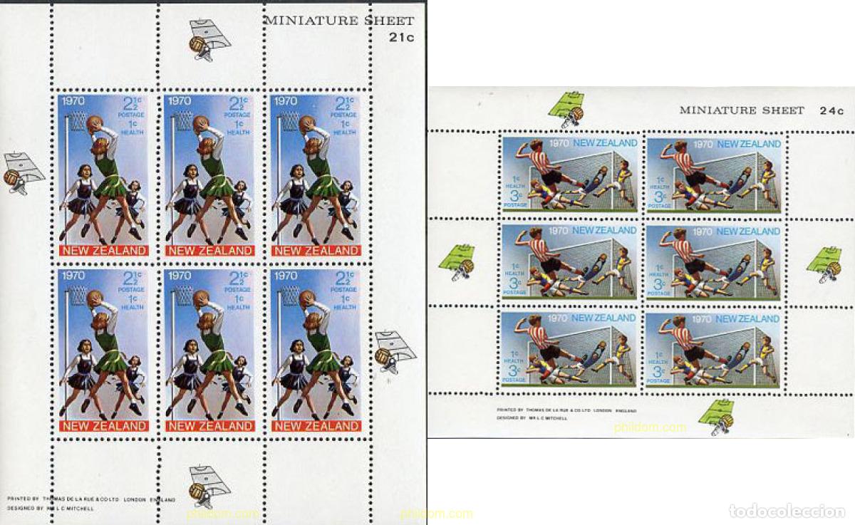 Sellos: 10118 MNH NUEVA ZELANDA 1970 BALONCESTO Y FUTBOL