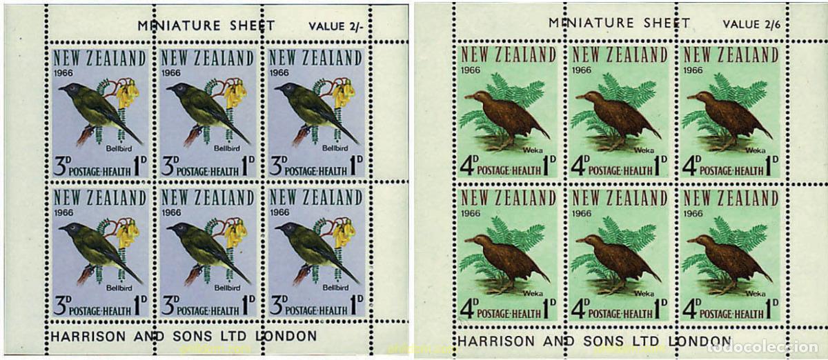 Sellos: 9800 MNH NUEVA ZELANDA 1966 PRO SANIDAD E INFANCIA. AVES