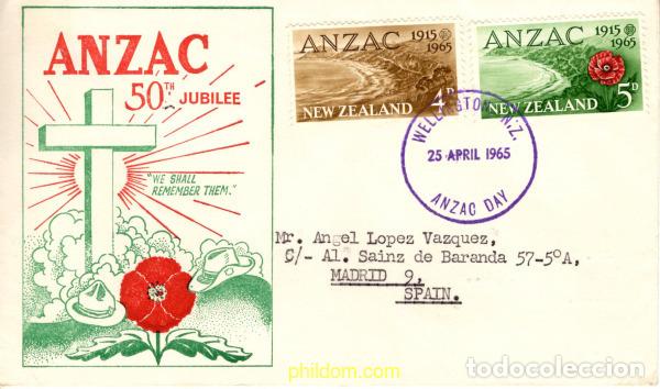 Sellos: 789636 MNH NUEVA ZELANDA 1965 50 ANIVERSARIO DE LA LLEGADA DE LAS TROPAS ANZAC A EUROPA