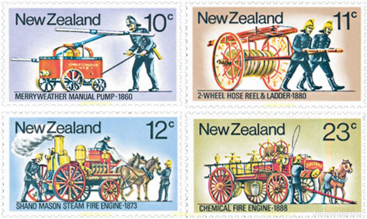 Sellos: 76692 MNH NUEVA ZELANDA 1977 CARRUAJES ANTIGUOS PARA COMBATIR EL FUEGO