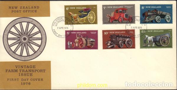 Sellos: 404408 MNH NUEVA ZELANDA 1976 ANTIGUOS CARRUAJES AGRICOLAS