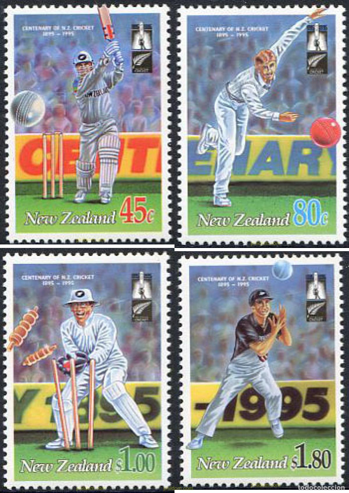 Sellos: 220345 MNH NUEVA ZELANDA 1994 CENTENARIO DEL CRICKET EN NUEVA ZELANDA