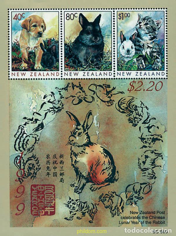 Sellos: 51078 MNH NUEVA ZELANDA 1999 A&Ntilde;O LUNAR CHINO - A&Ntilde;O DEL CONEJO